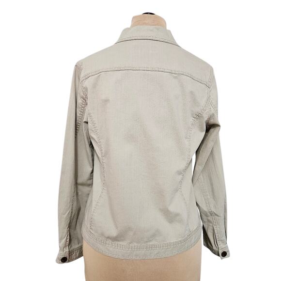 Susan Bristol Beaded Embroidered Embellished Button Front Top Shacket Neutral L - Picture 2 of 12